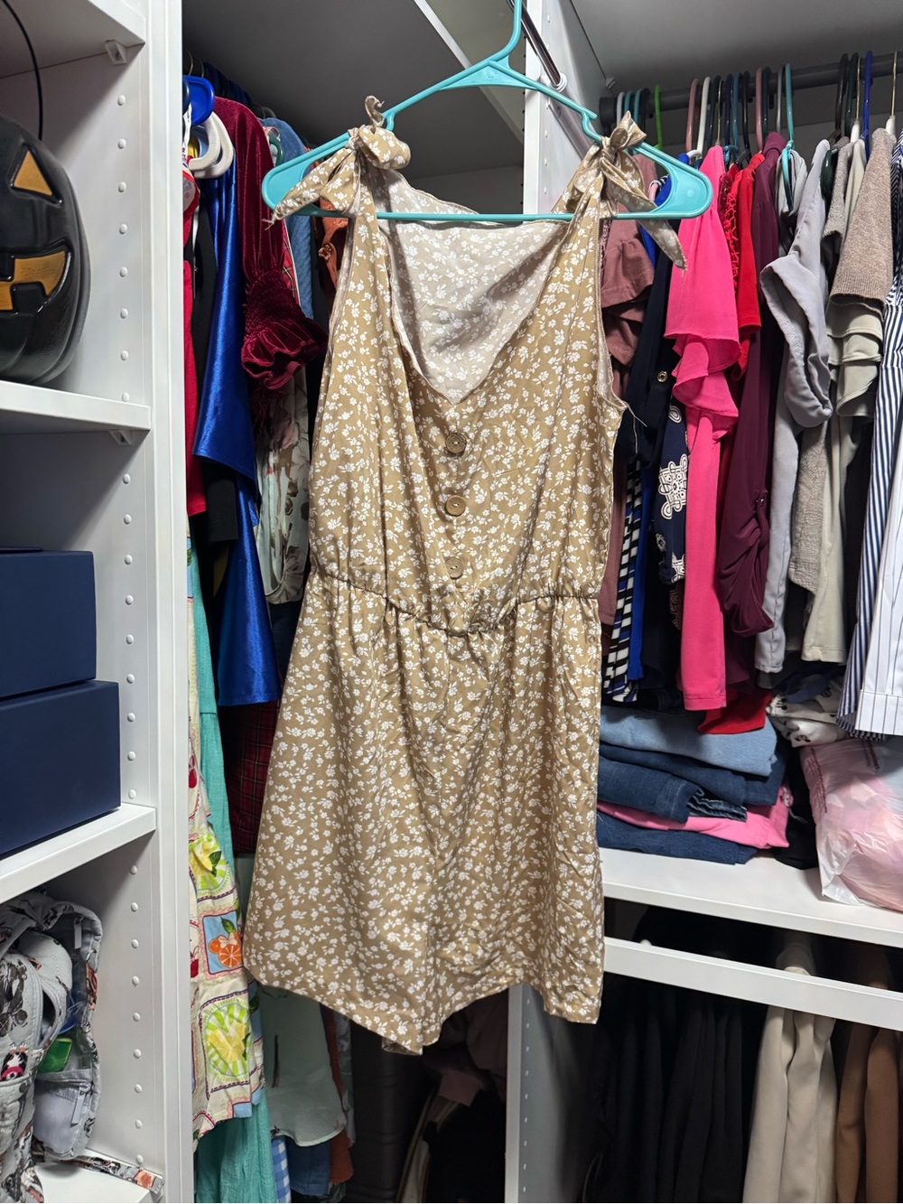 Women’s Tie-Shoulder Floral Sundress in Light Brown
